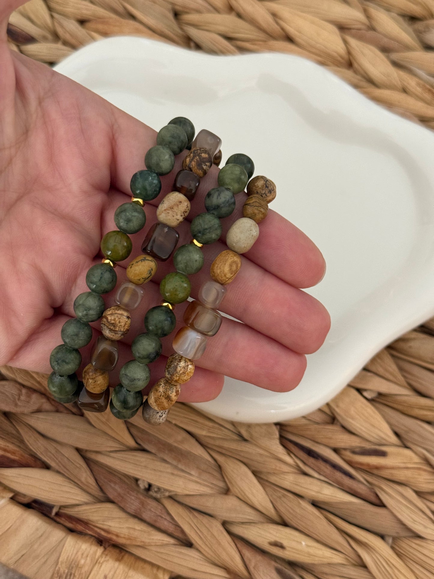 Green jasper bracelets