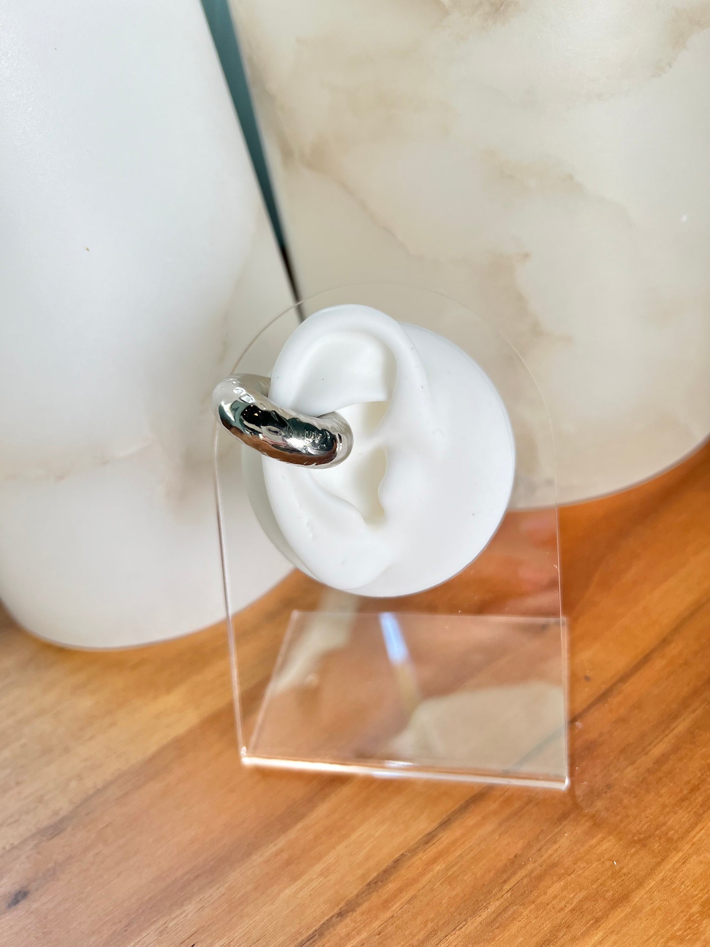 Crashed silver ear cuff