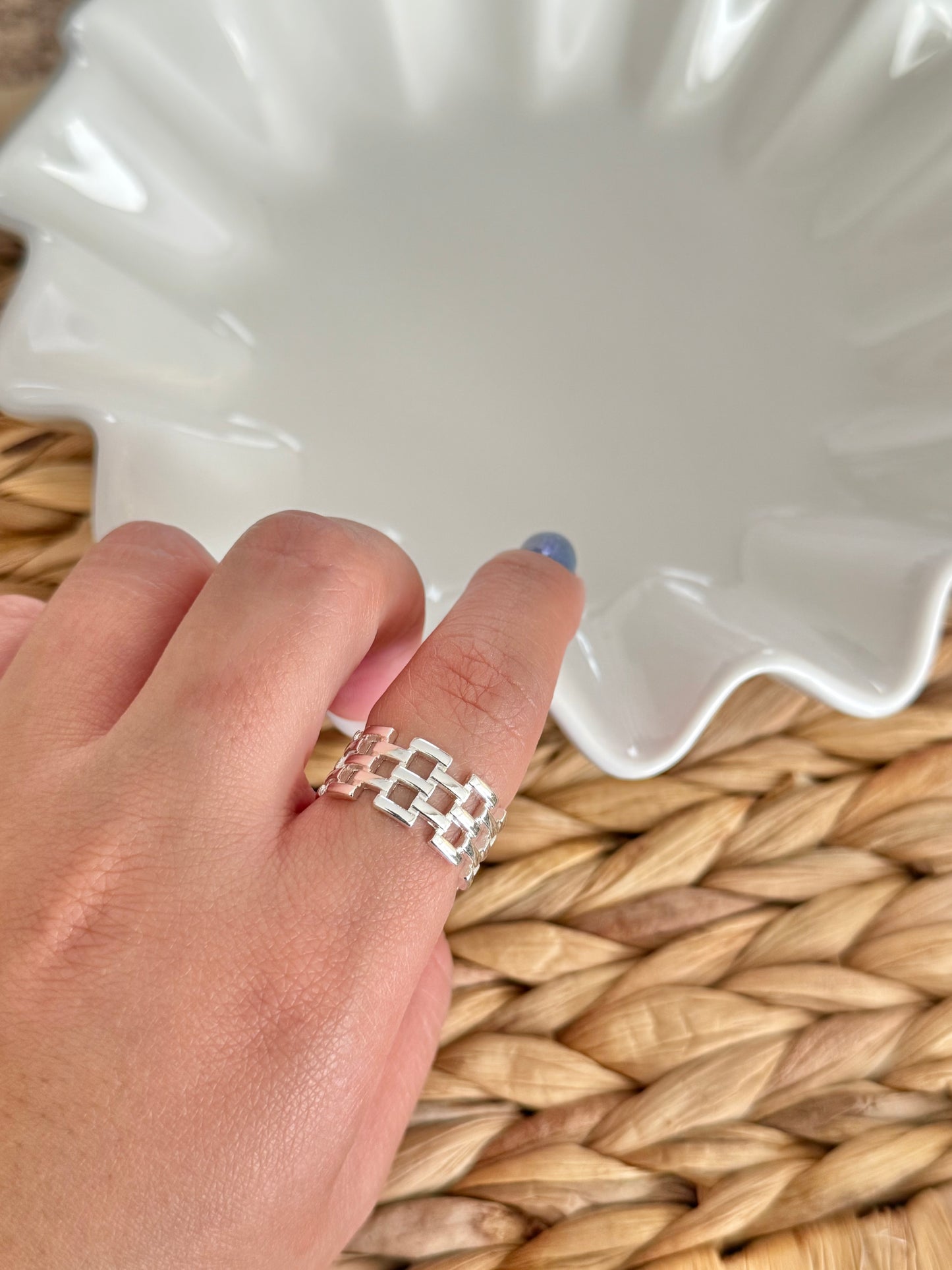 Mesh silver ring