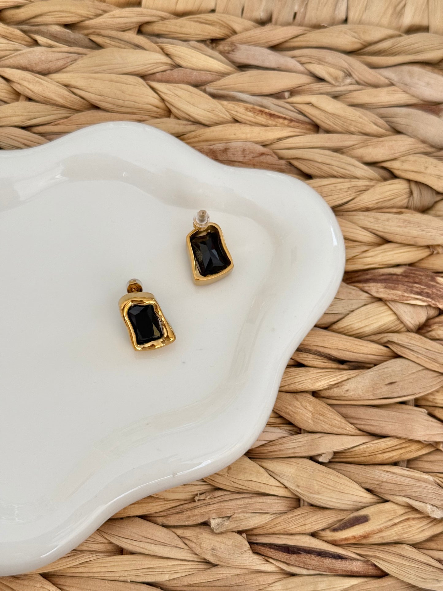 Square black stud earrings