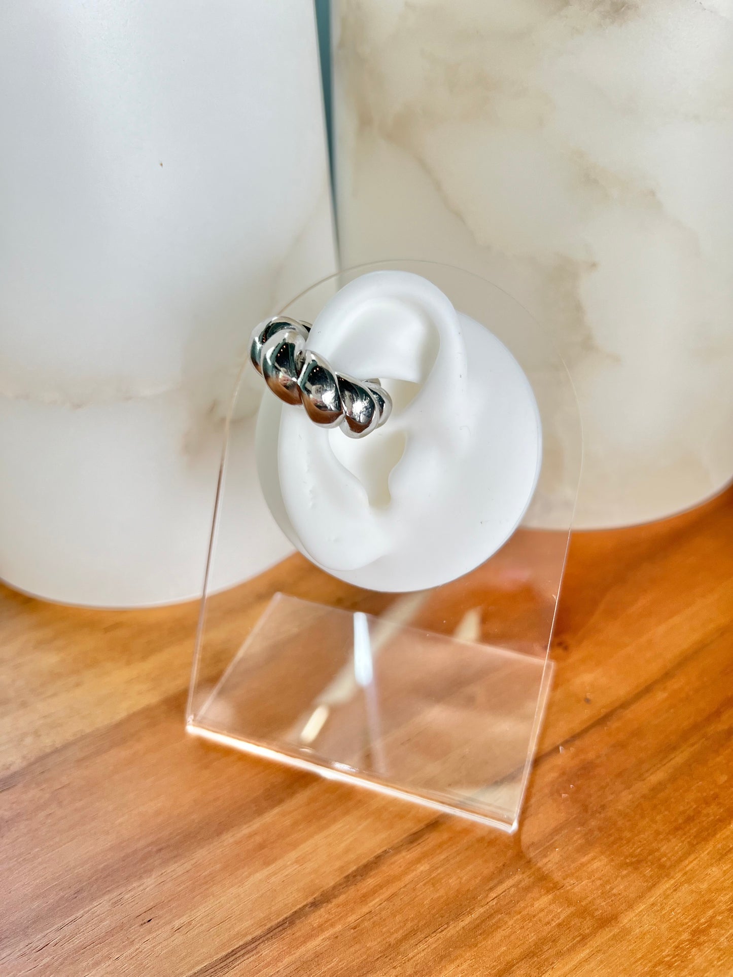 Chunk twist silver ear cuff