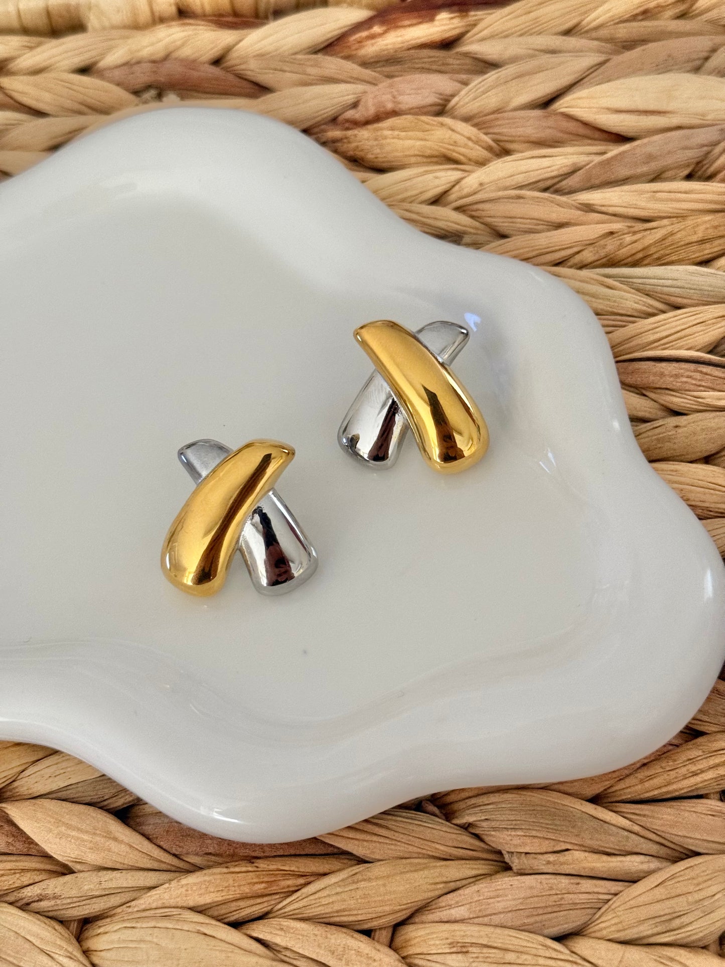 X double tone earrings