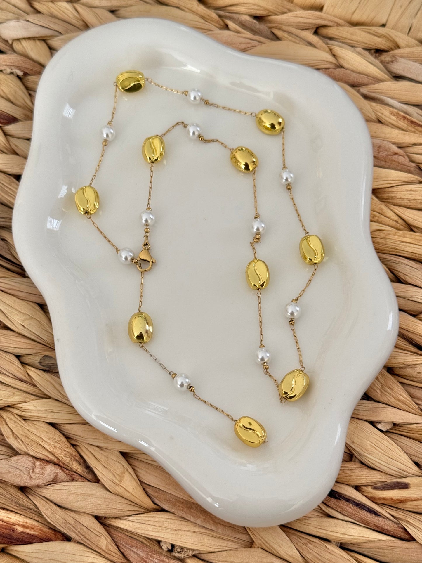 Coffee bean pearl necklace
