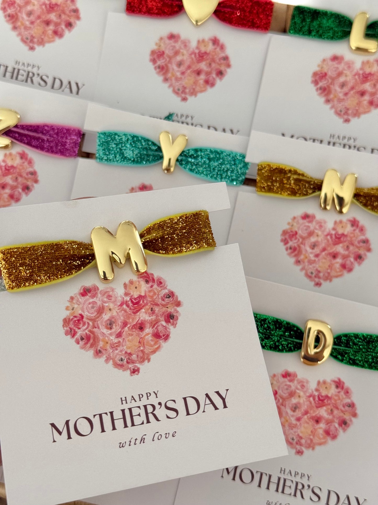 Elastic glitter letters