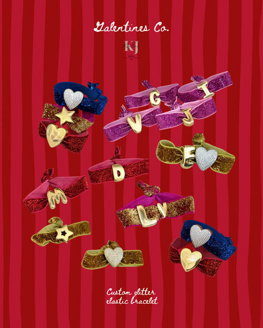 Elastic glitter letters