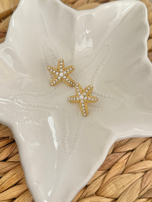 Starfish pearl stud