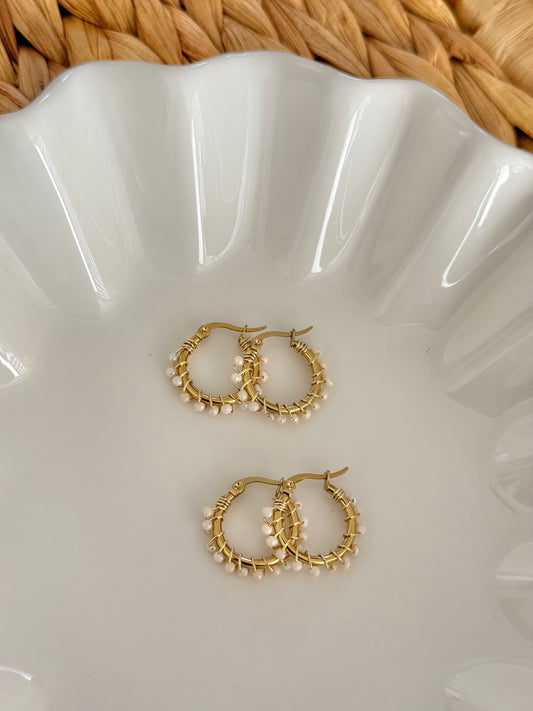 Small pearl hoops