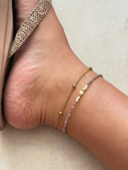 Seed bead lila anklet