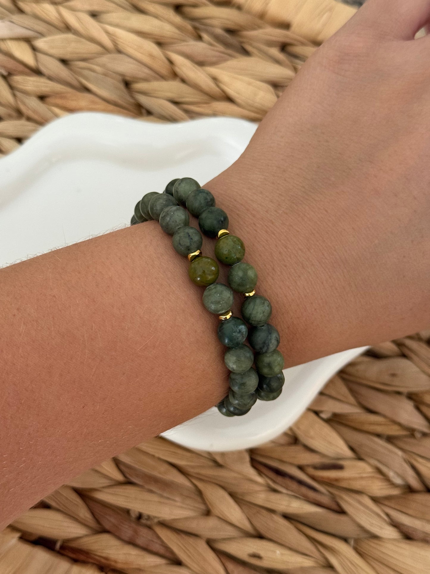 Green jasper bracelets