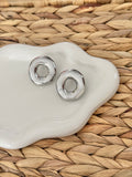 Bezel silver earrings