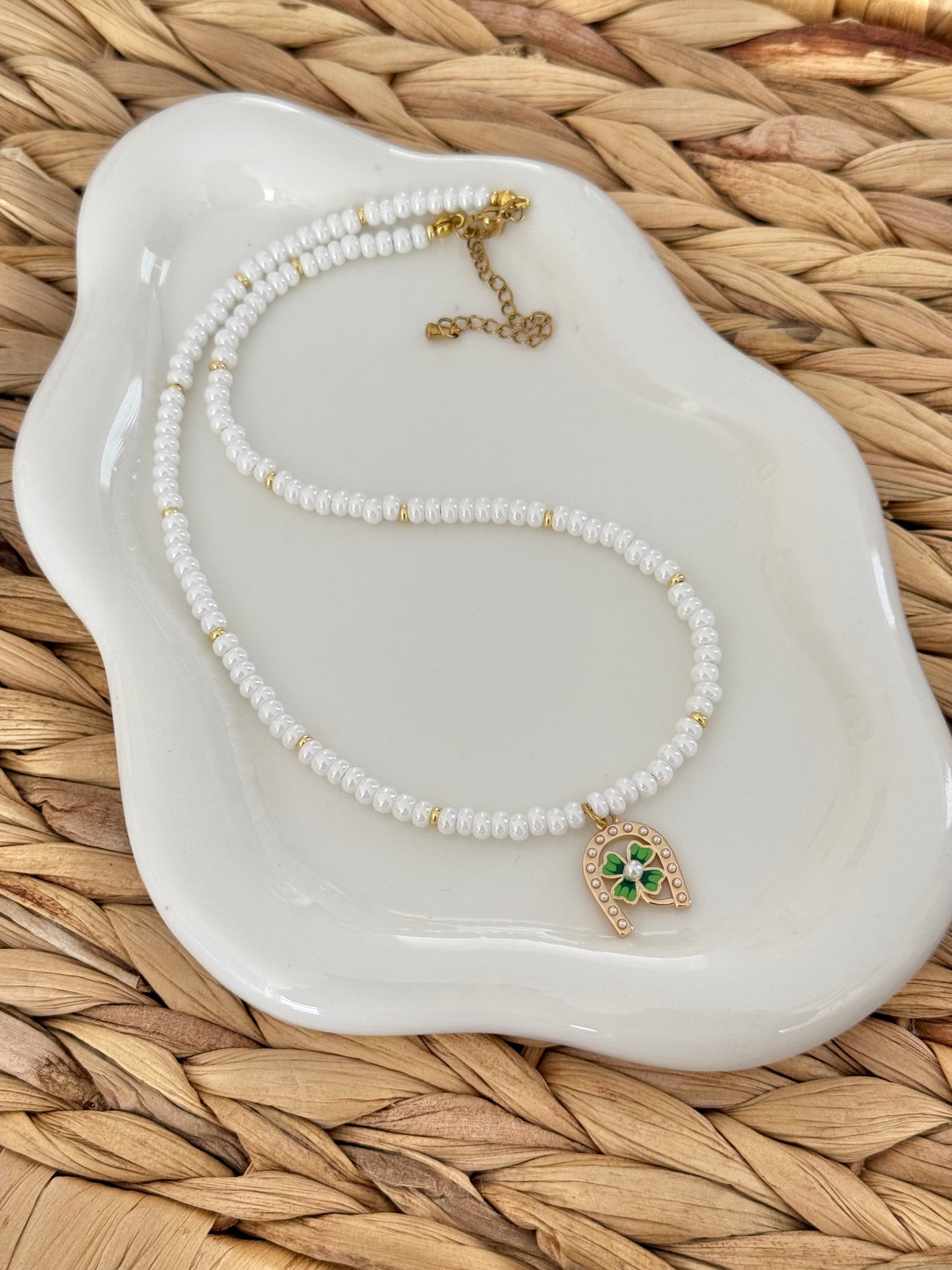 White horseshoe necklace