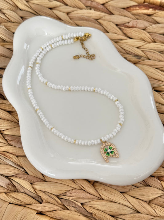White horseshoe necklace