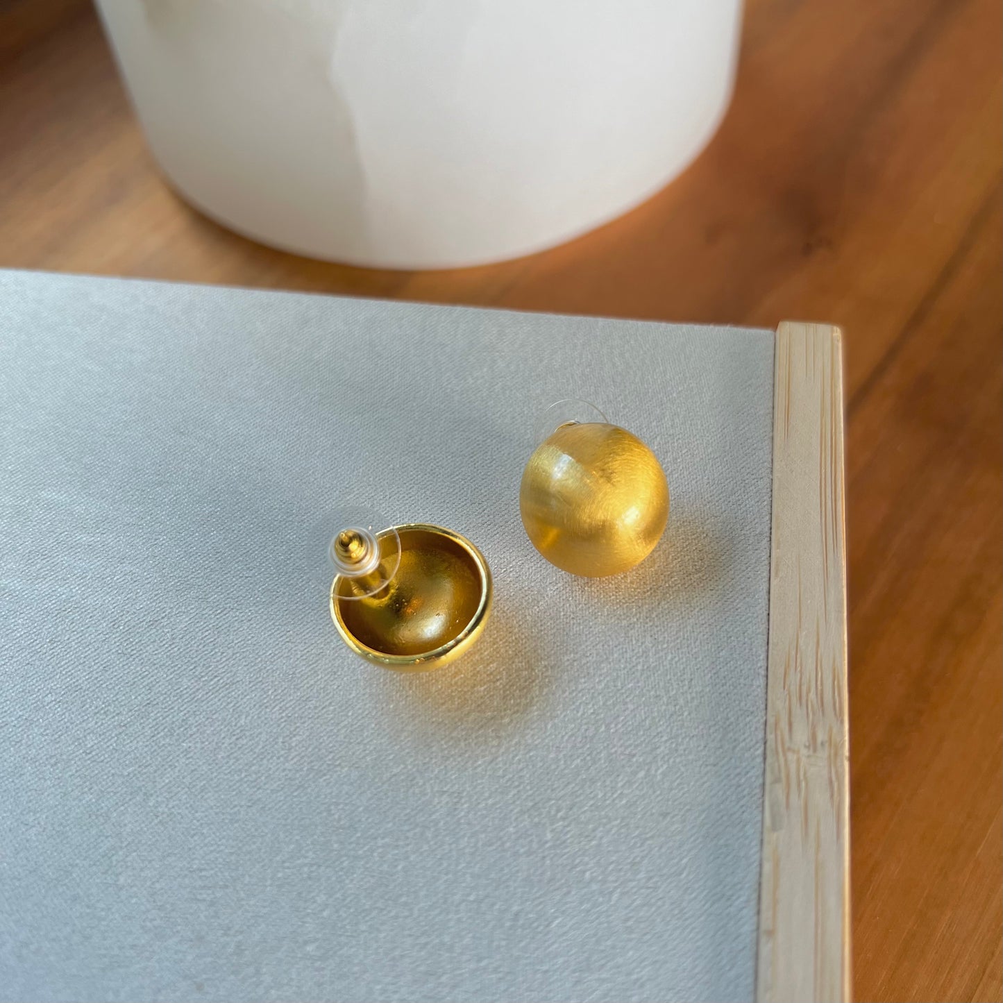 Golden round earrings