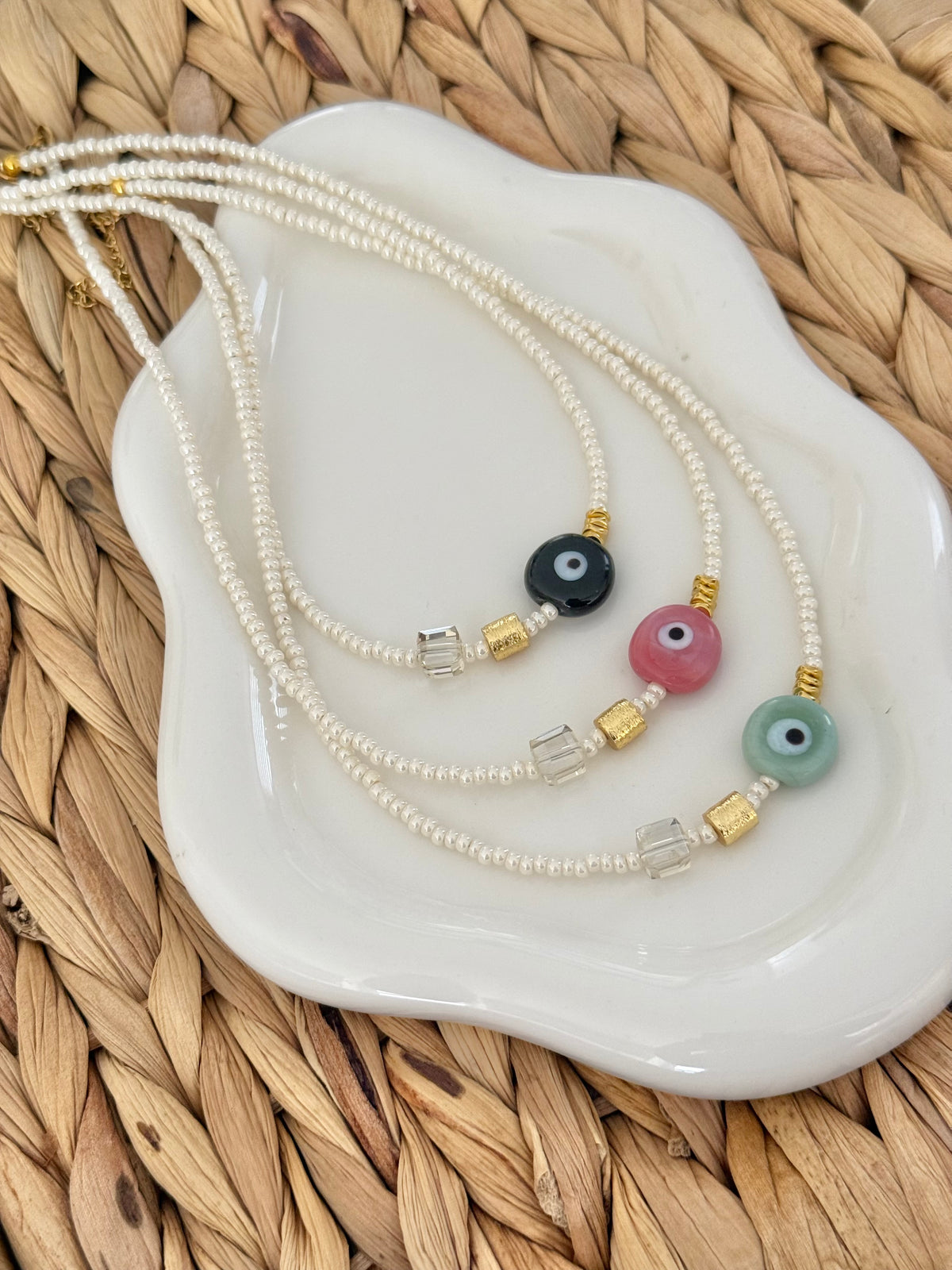 Evil eye tropic necklace