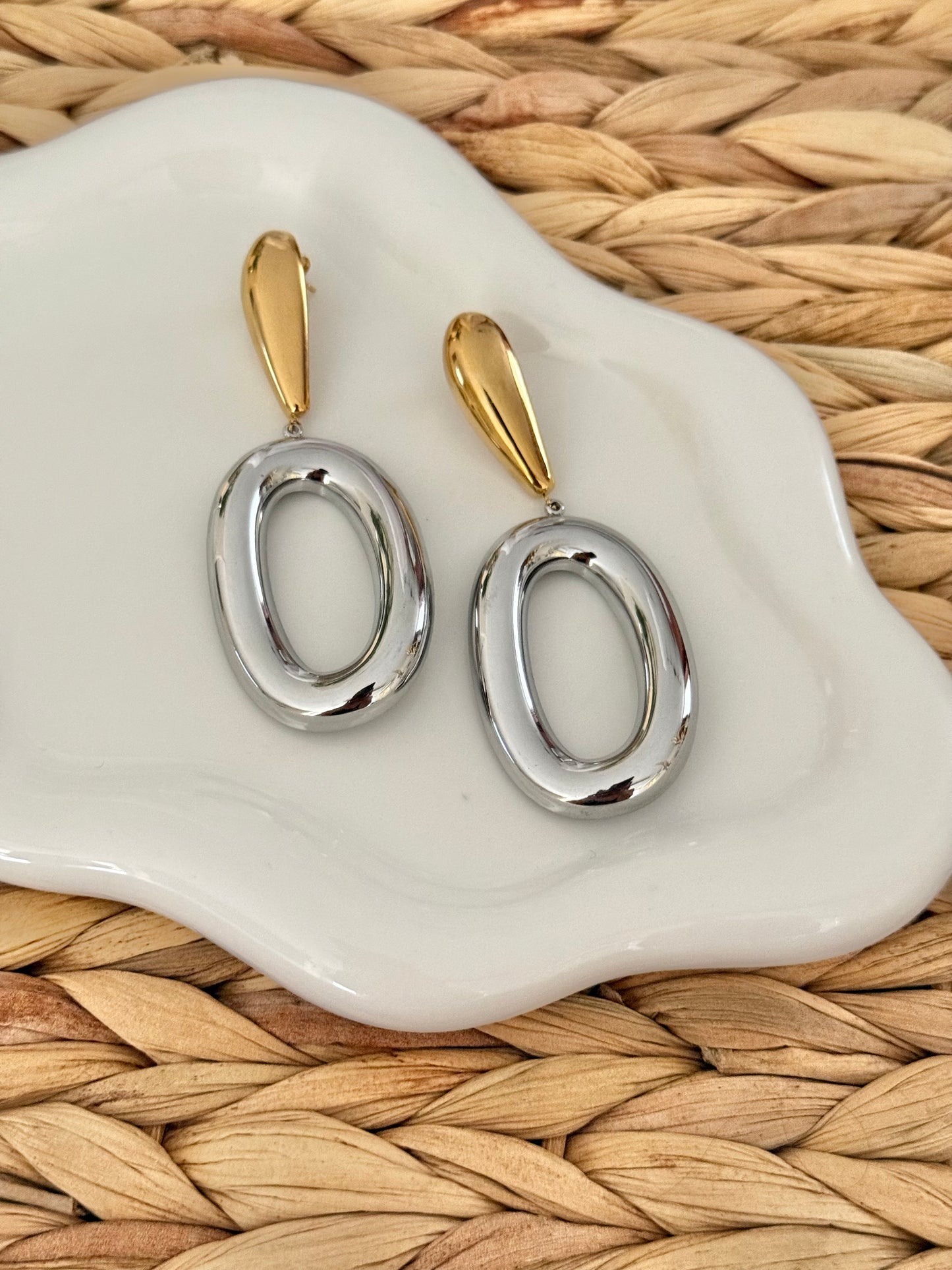Regina double tone earrings