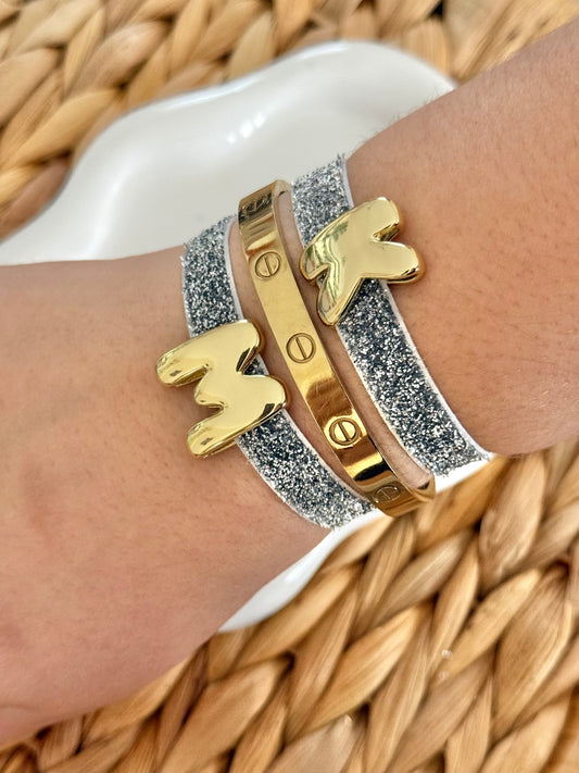 Elastic glitter letters