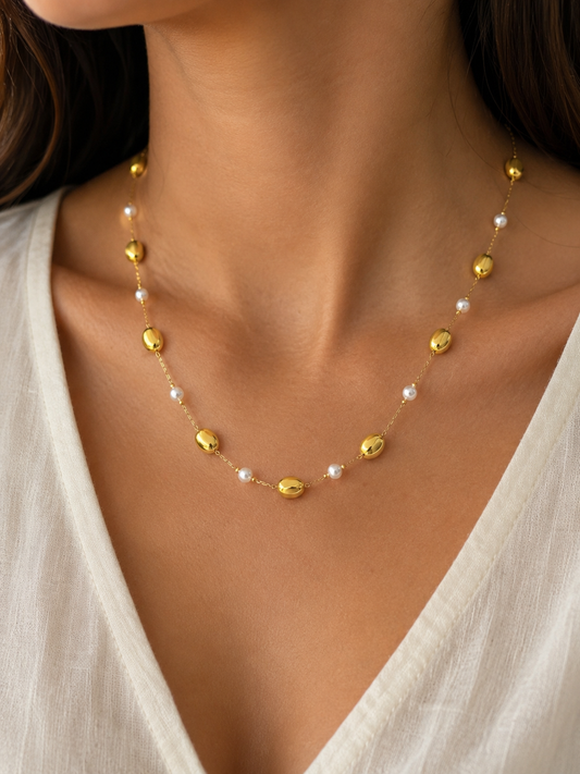 Coffee bean pearl necklace