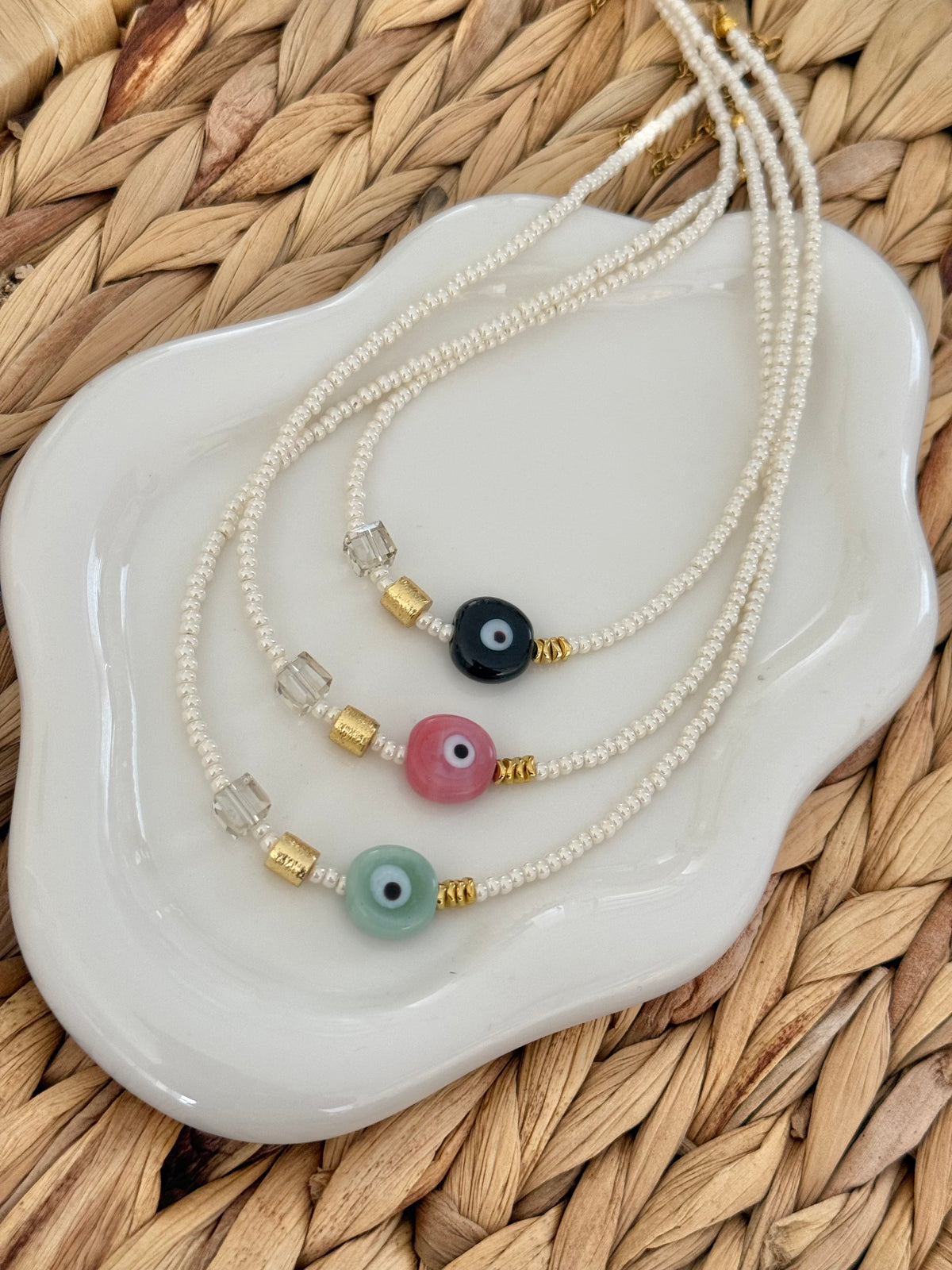 Evil eye tropic necklace