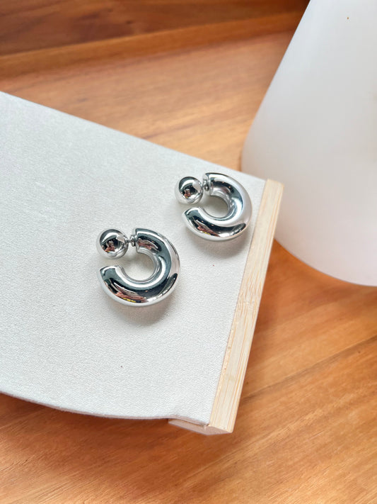 Chunky silver ball earrings