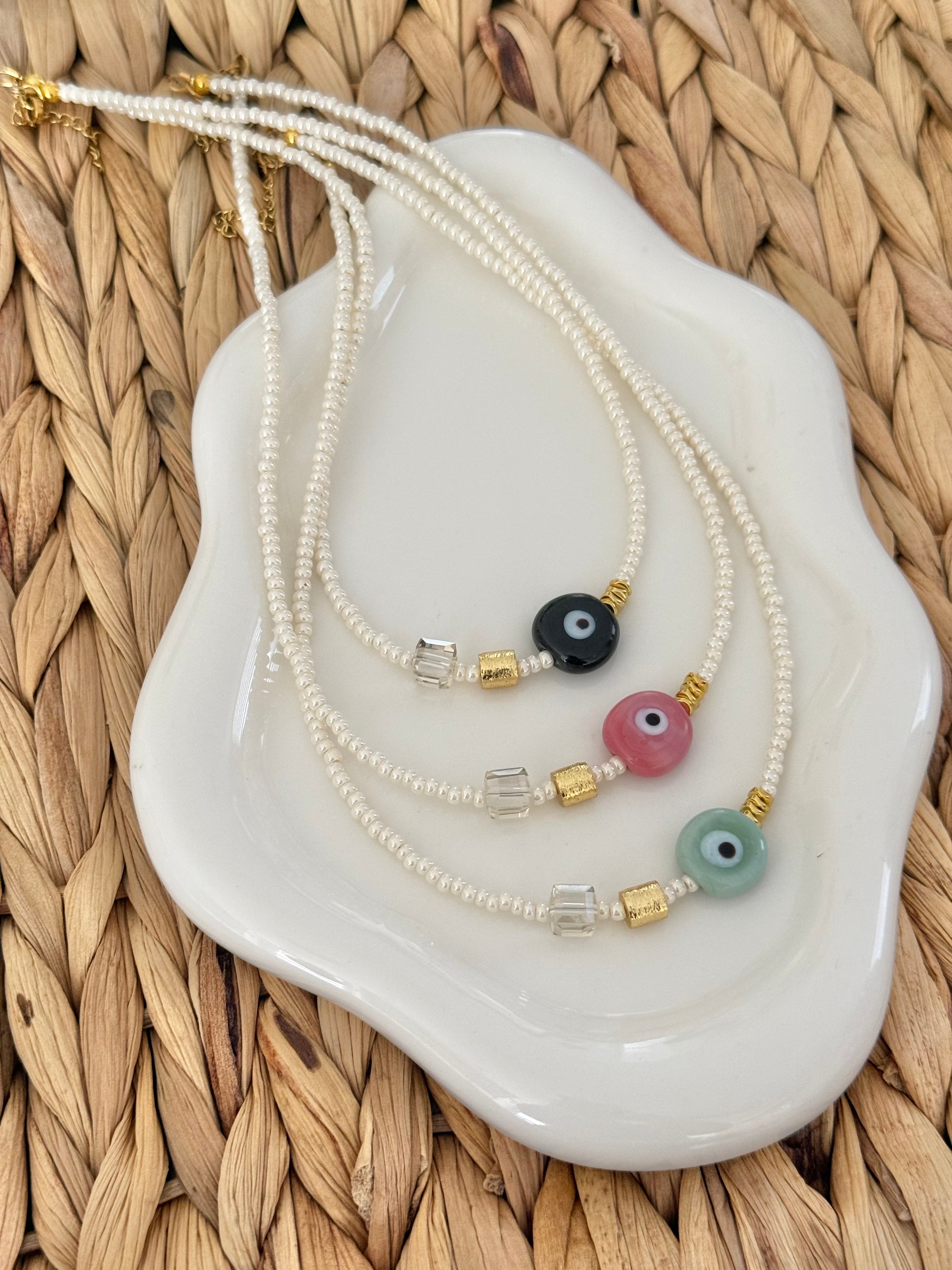 Evil eye tropic necklace