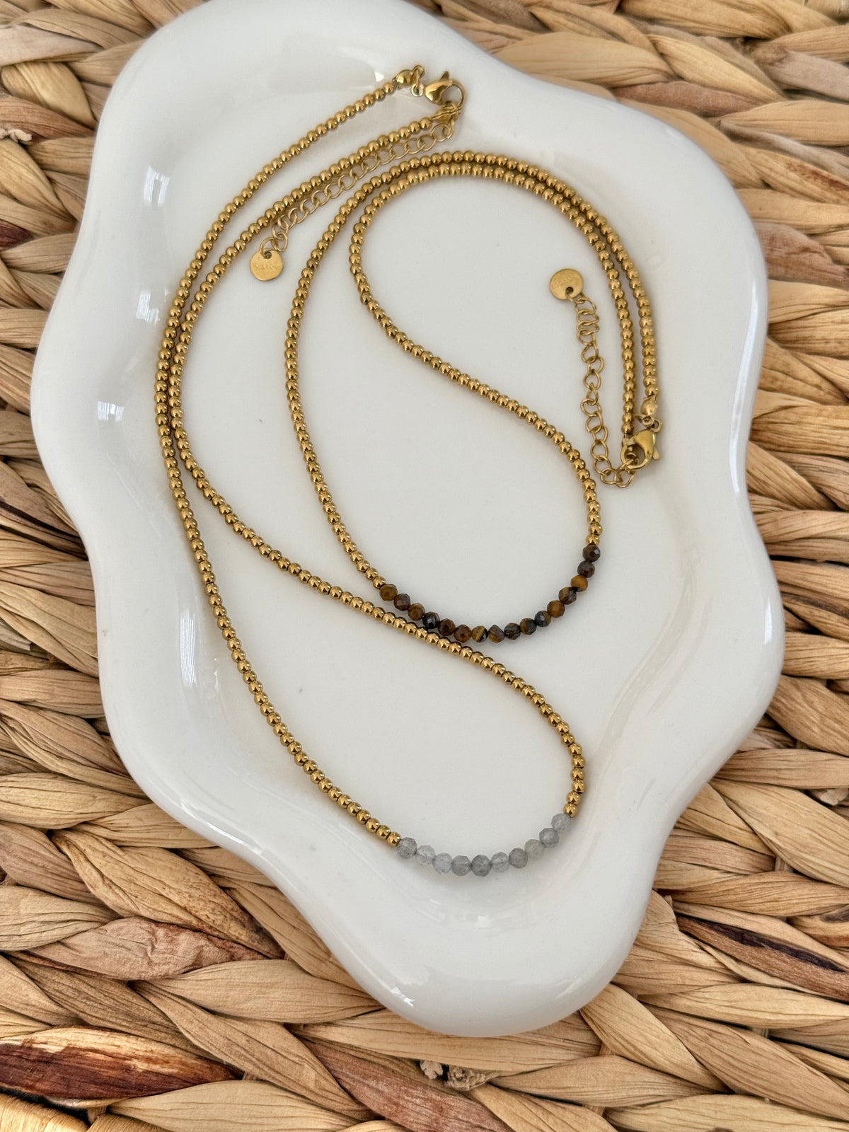 Jasper gray beads necklace