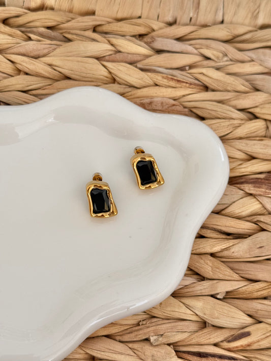 Square black stud earrings