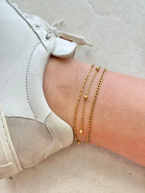 Ball chain gold anklet