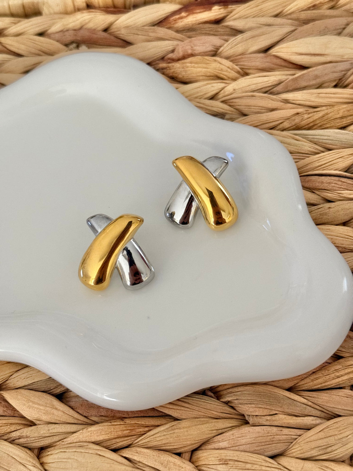 X double tone earrings