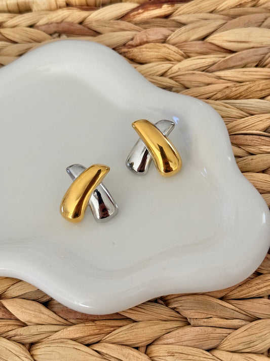 X double tone earrings