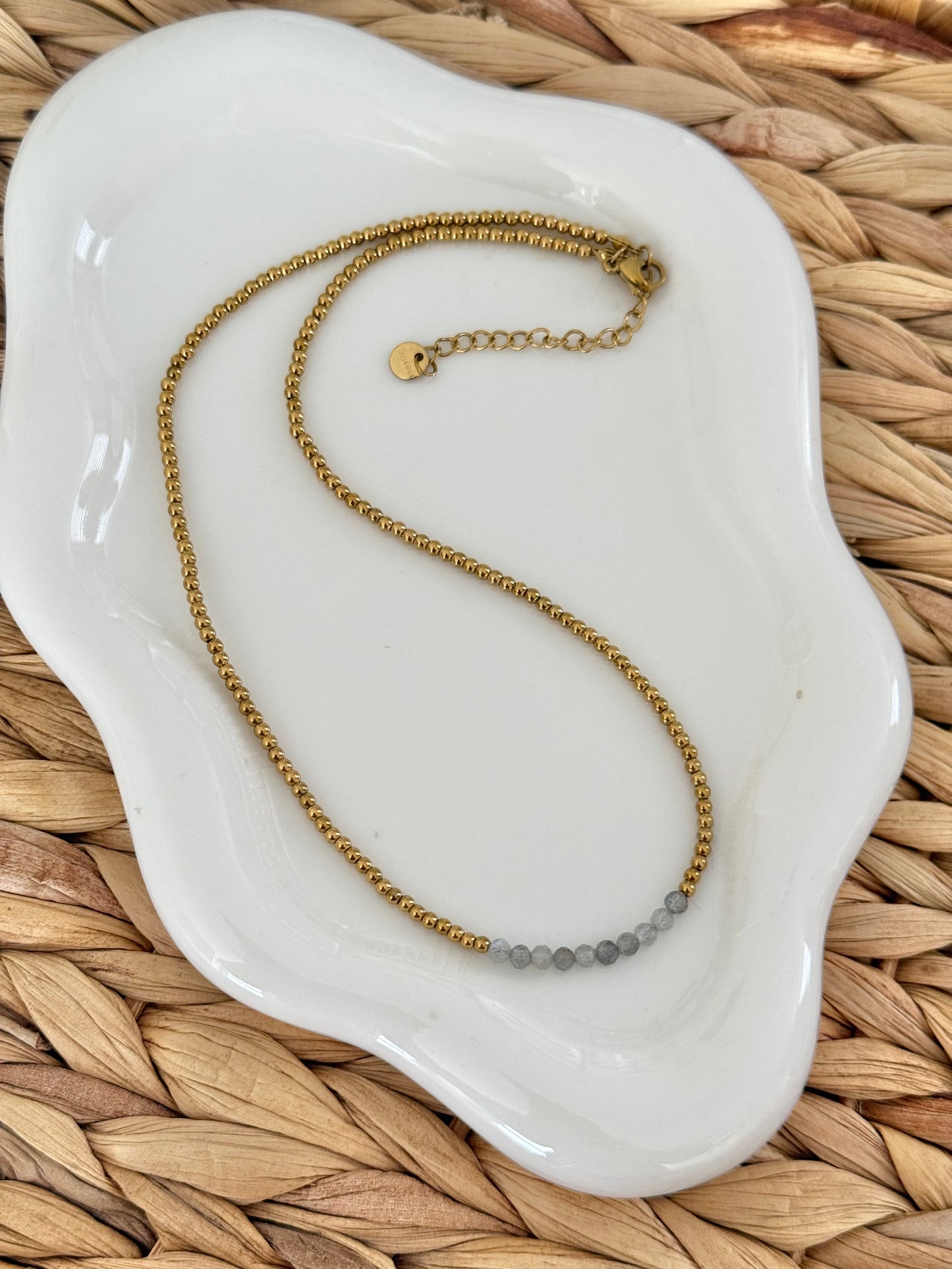 Jasper gray beads necklace
