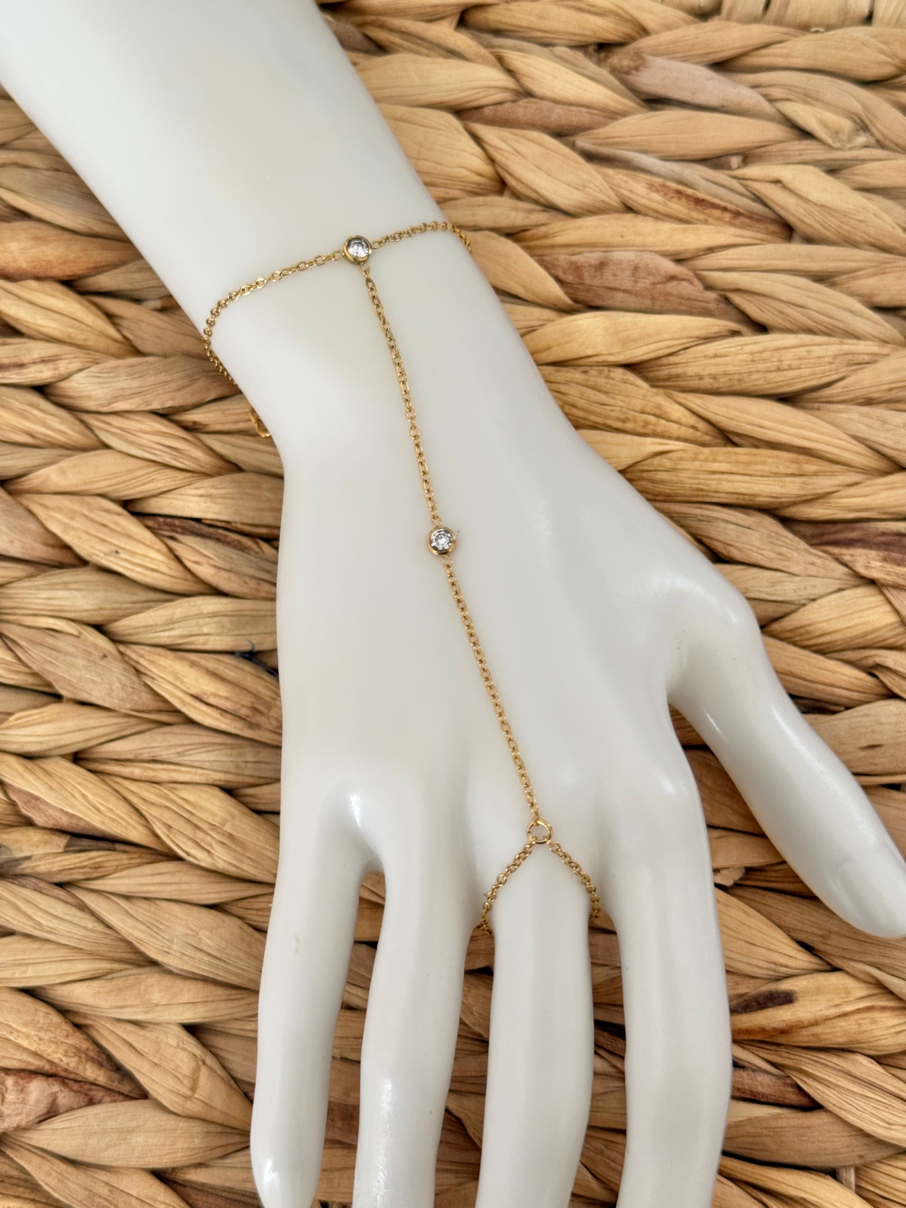 Two rhinestone hand chain
