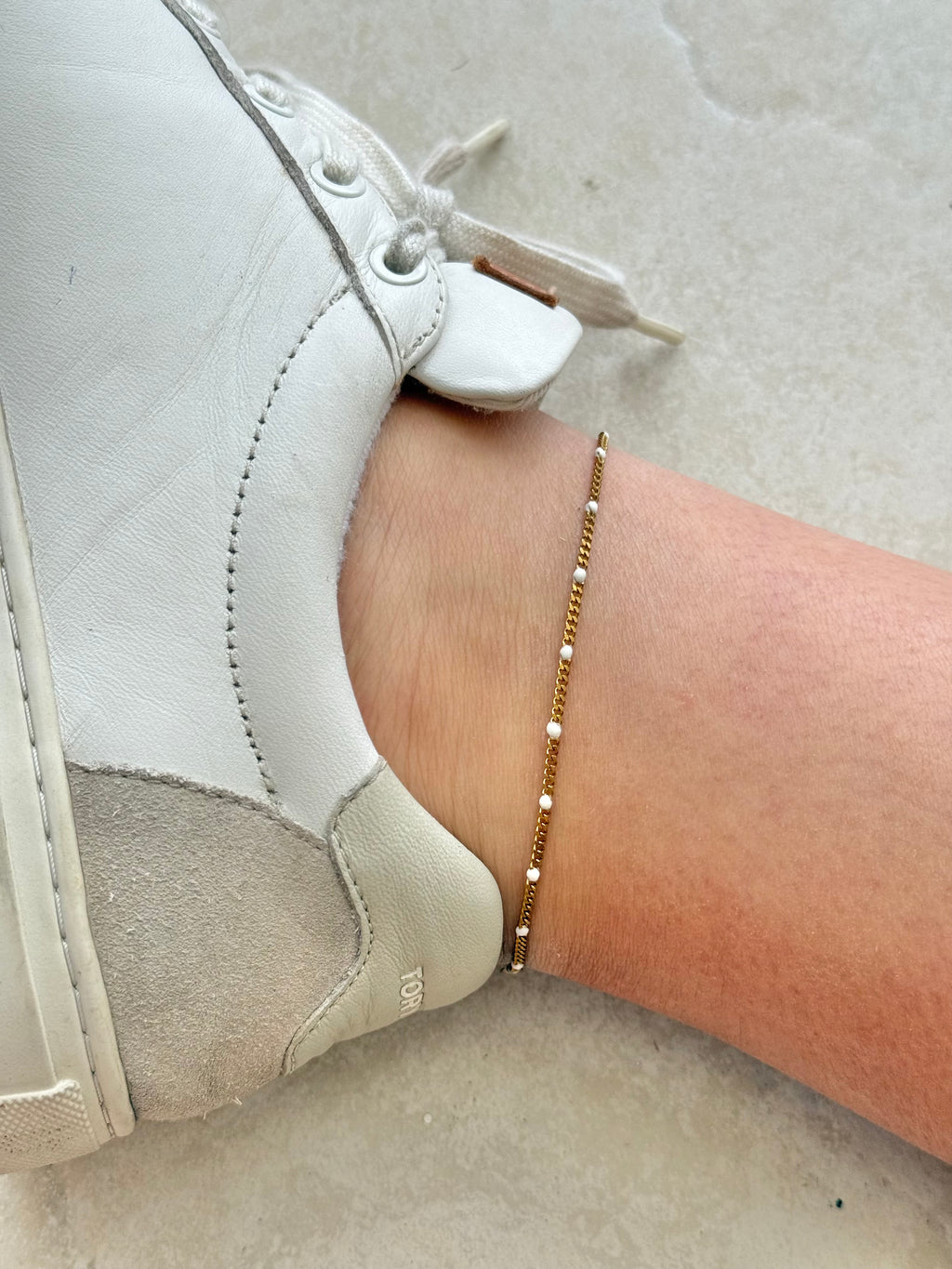 White cuban anklet