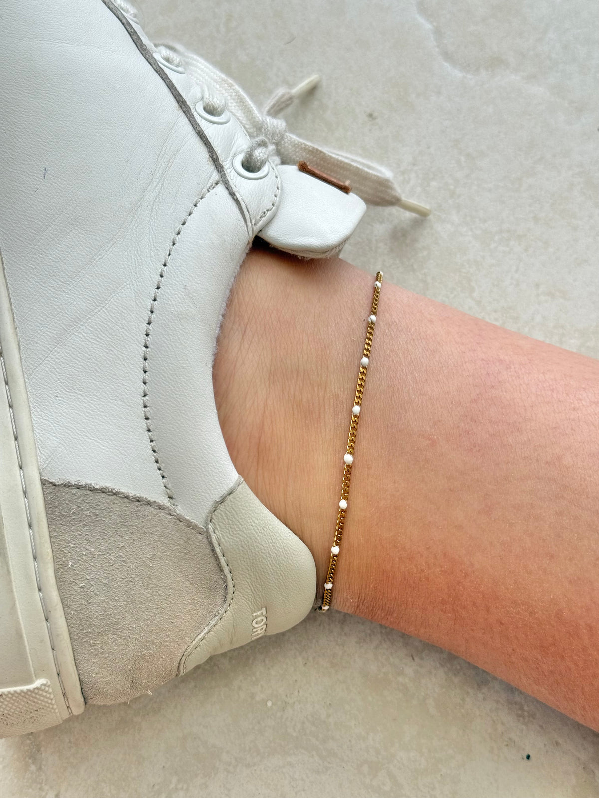 White cuban anklet
