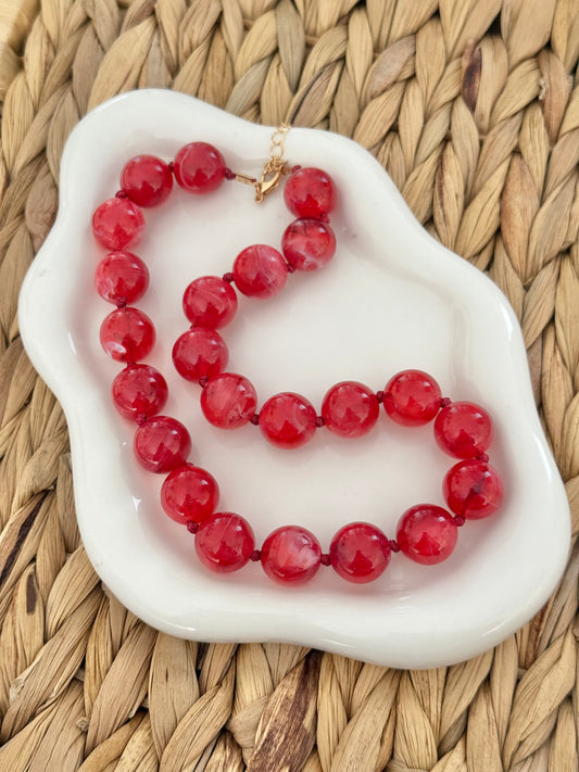 Red chunk necklace