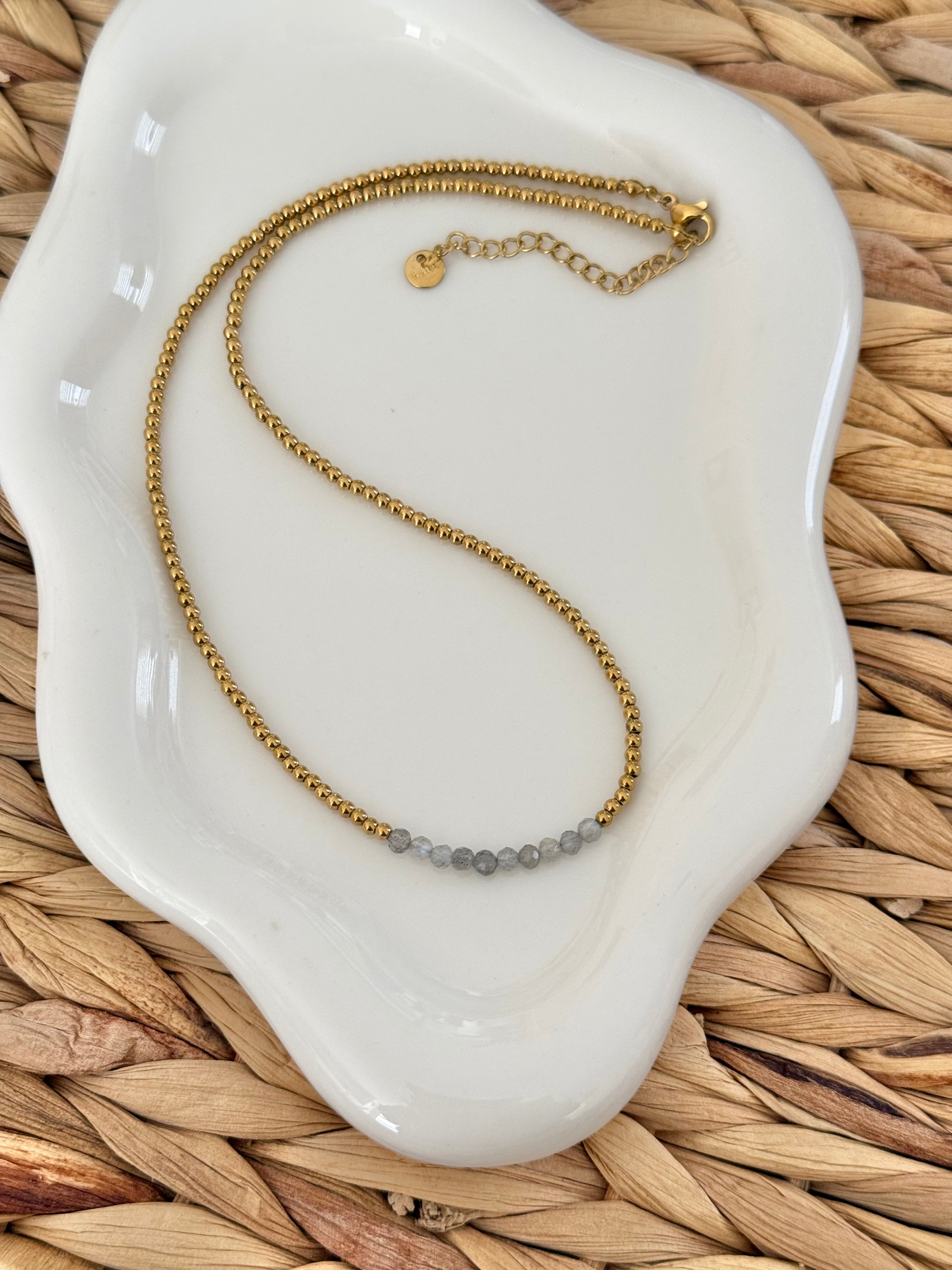 Jasper gray beads necklace