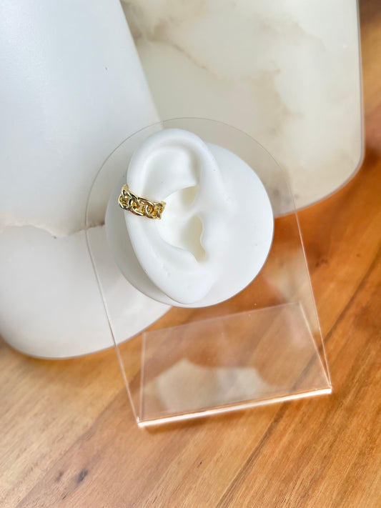 Cuban gold ear cuff
