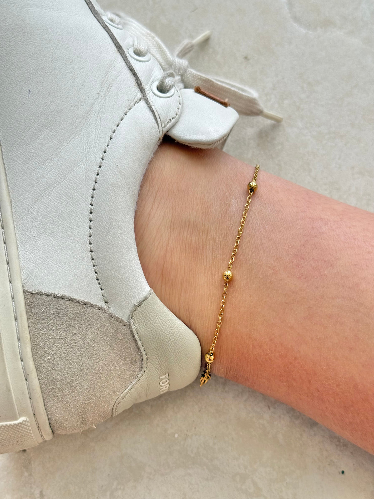 Ball chain gold anklet