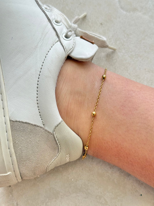 Ball chain gold anklet