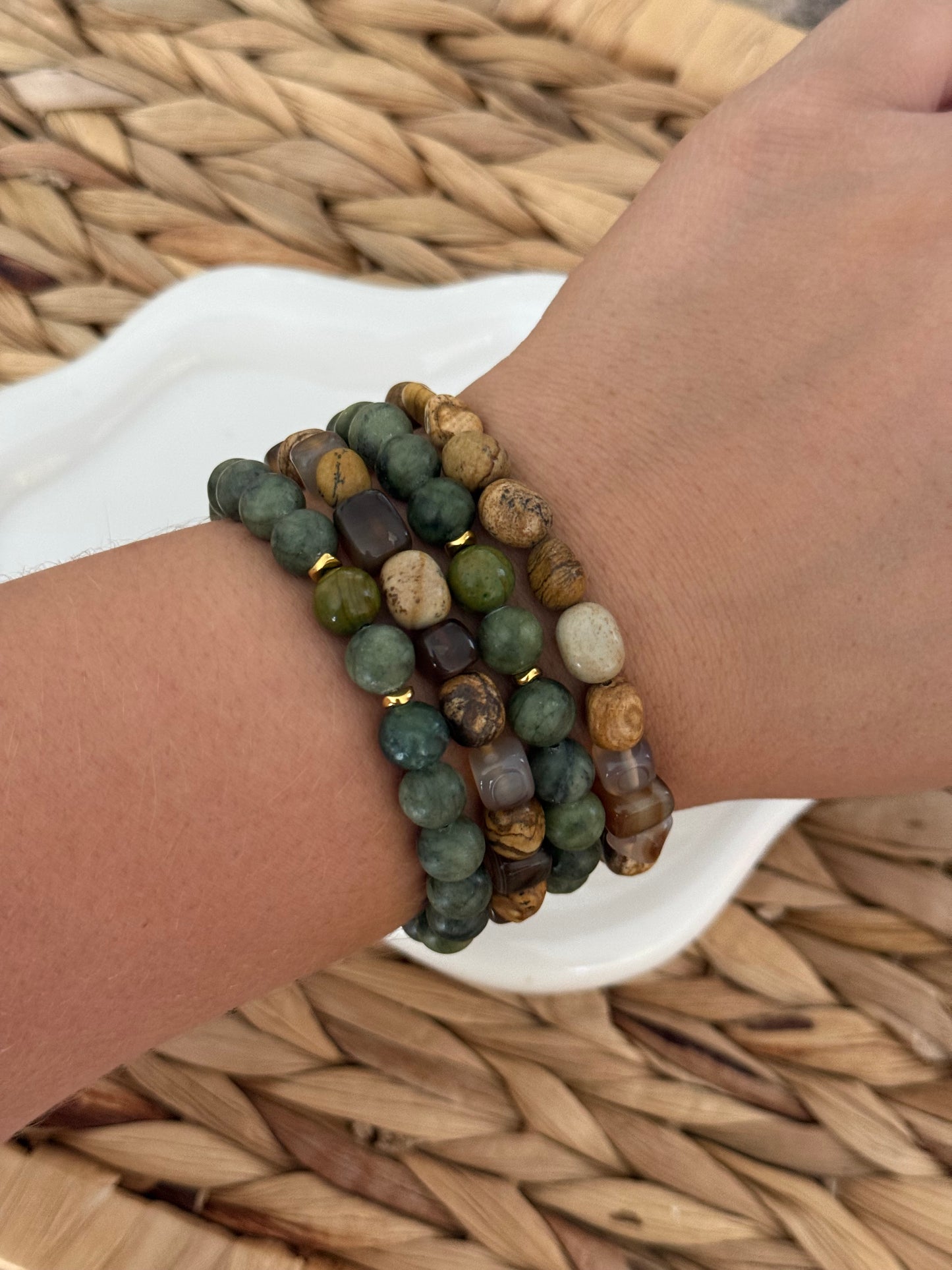 Green jasper bracelets