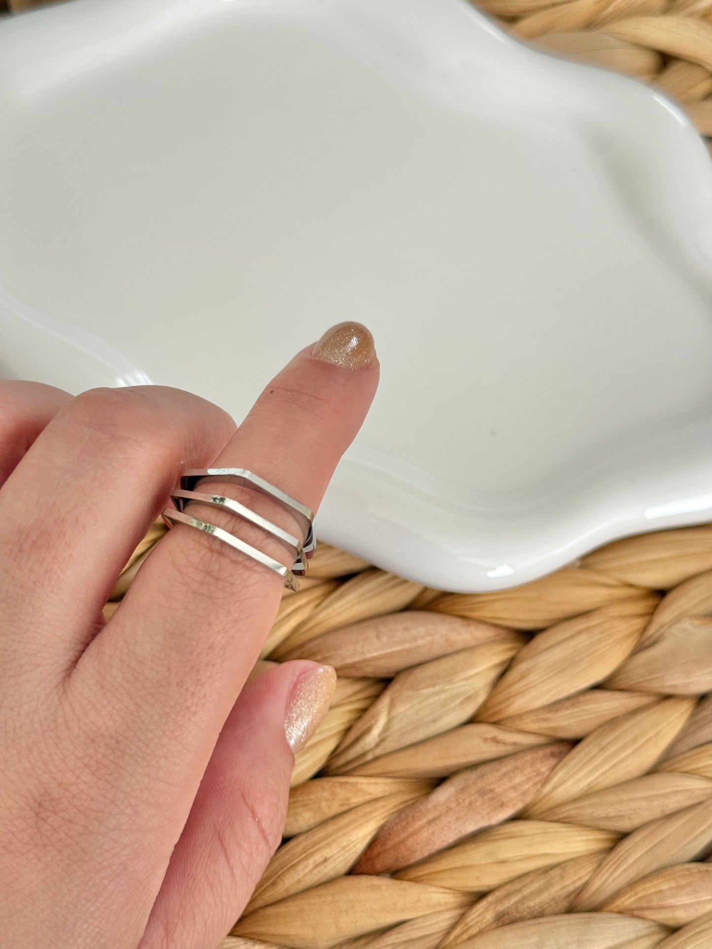 Triple line silver ring