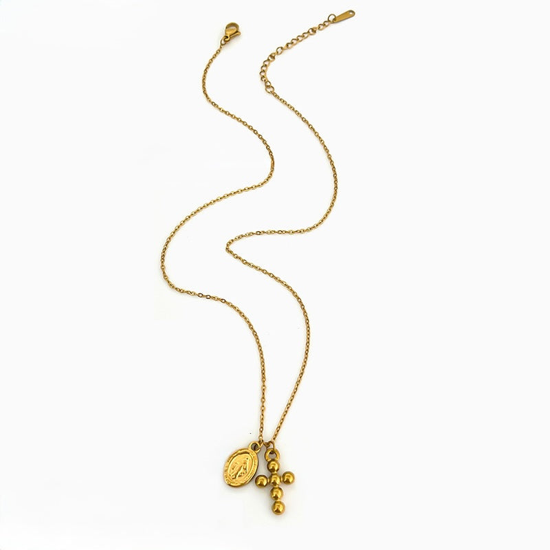Cross virgen gold necklace