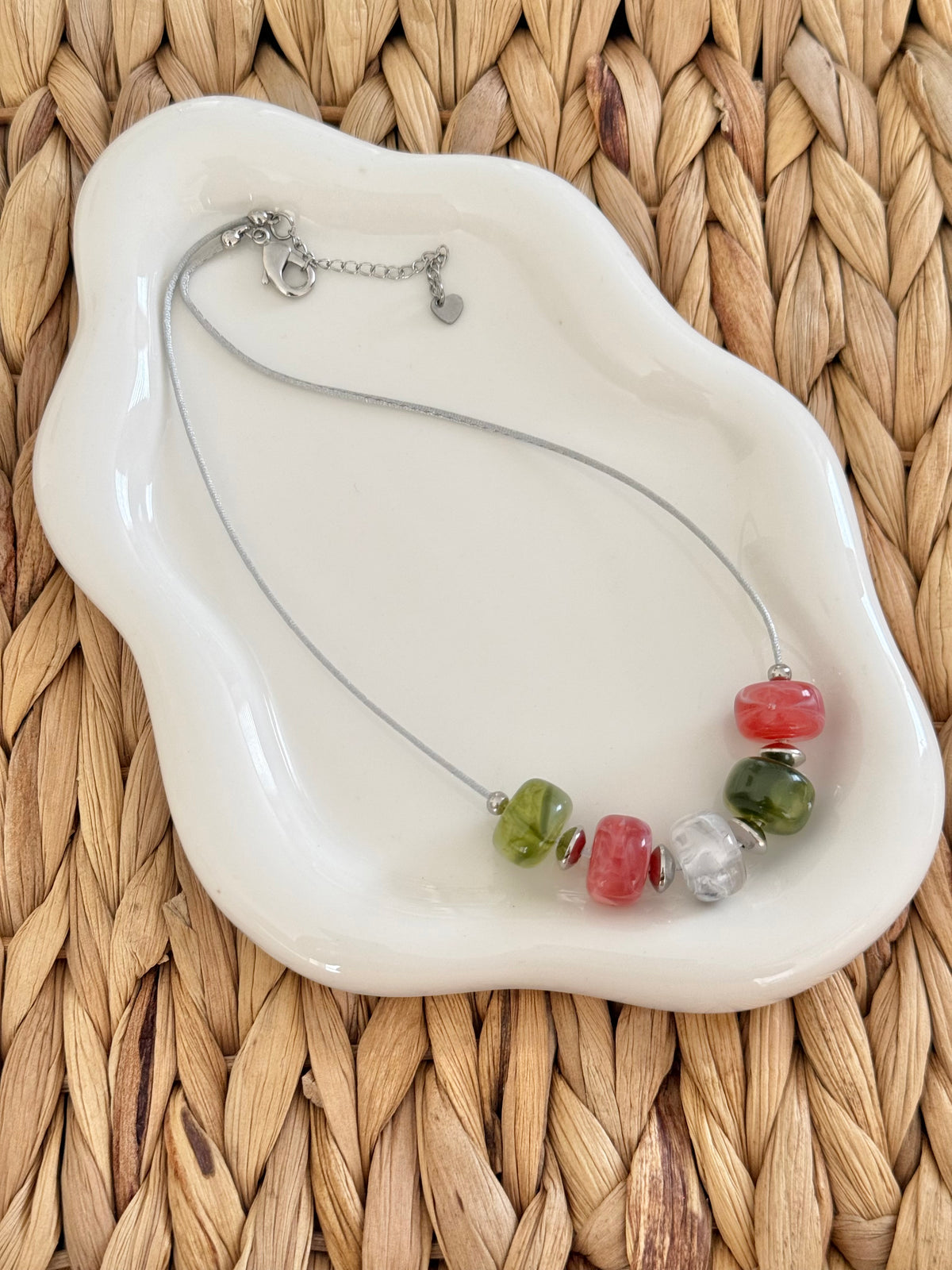 Silver colorful autumn necklace